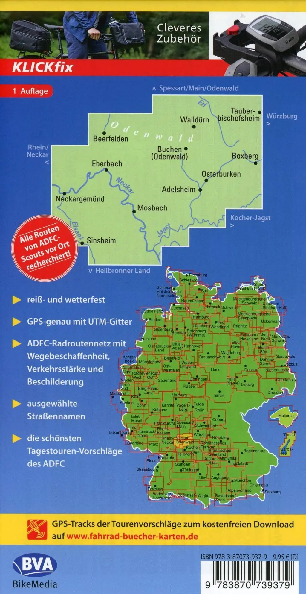 Bild: 9783870739379 | ADFC-Regionalkarte Neckar-Odenwald, 1:50.000, reiß- und wetterfest,...