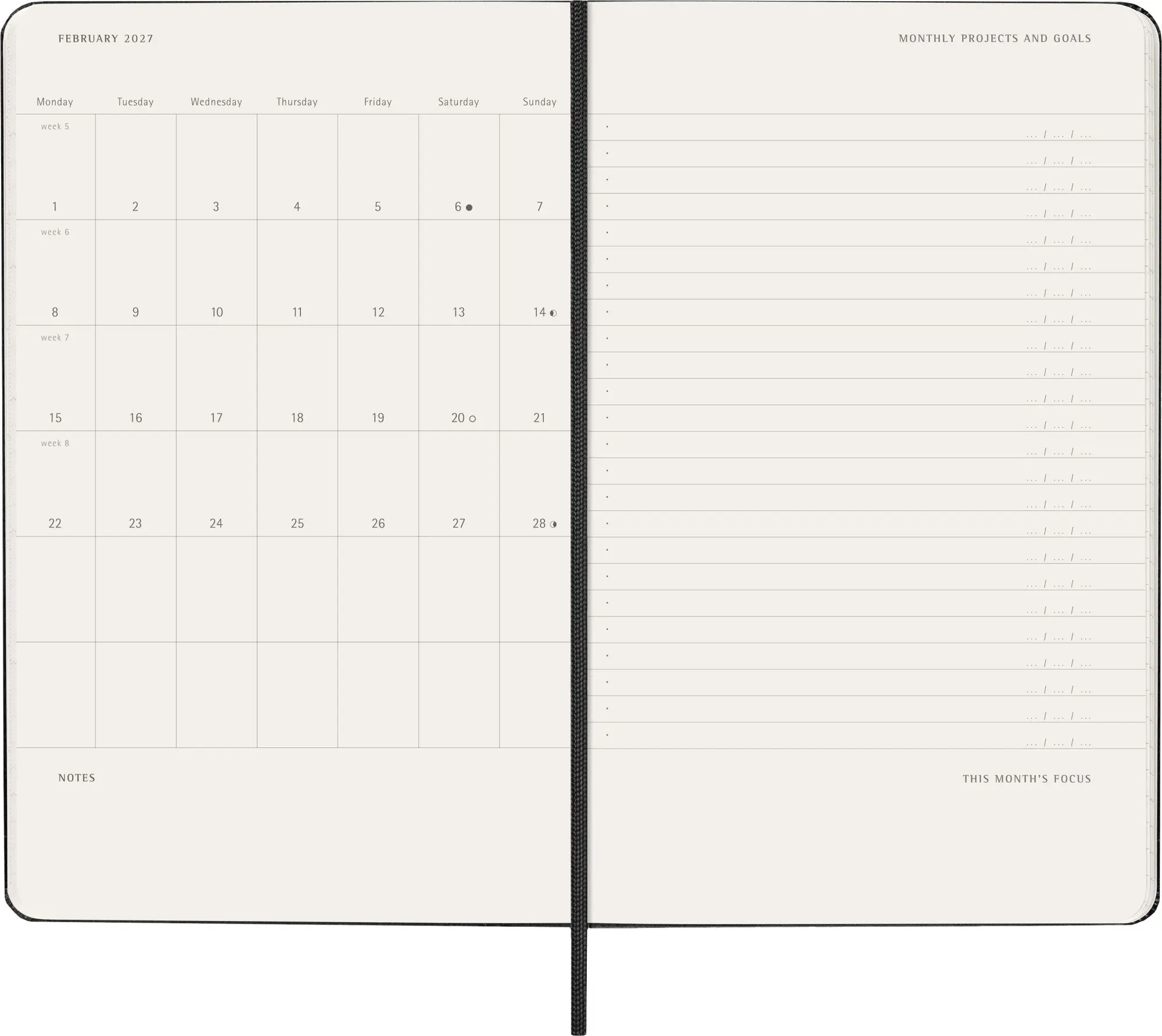 Bild: 8056999279479 | Moleskine 12 Monate Pro Wochen Notizkalender 2027, Pro Large/A5, 1...