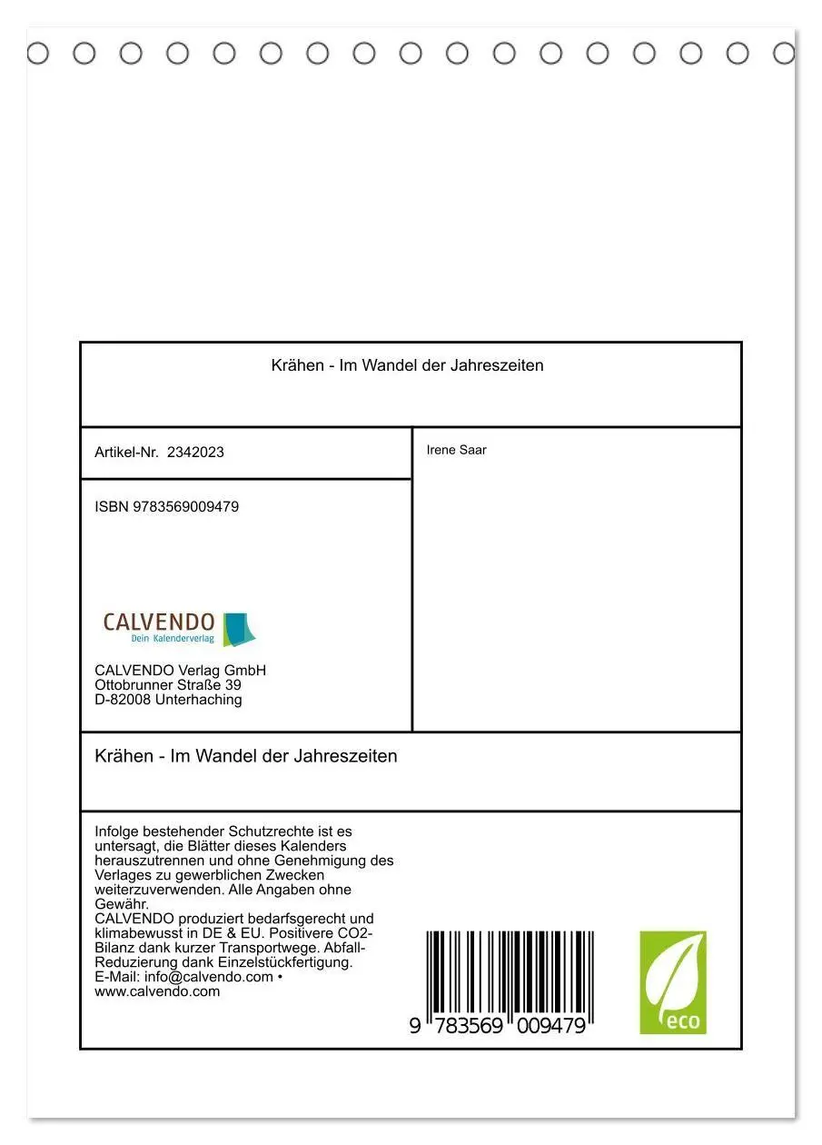 Bild: 9783569009479 | Krähen - Im Wandel der Jahreszeiten (Tischkalender 2027 DIN A5...