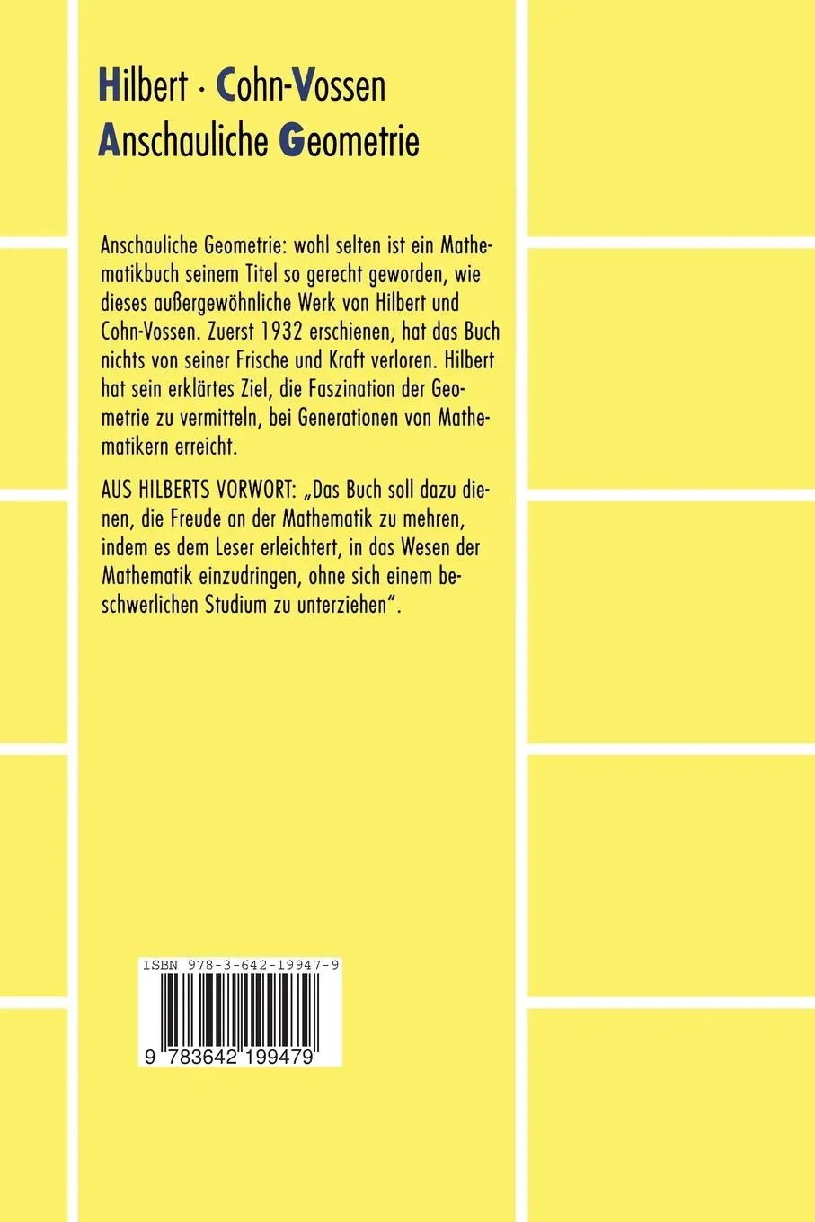 Rückseite: 9783642199479 | Anschauliche Geometrie | Stephan Cohn-Vossen (u. a.) | Taschenbuch
