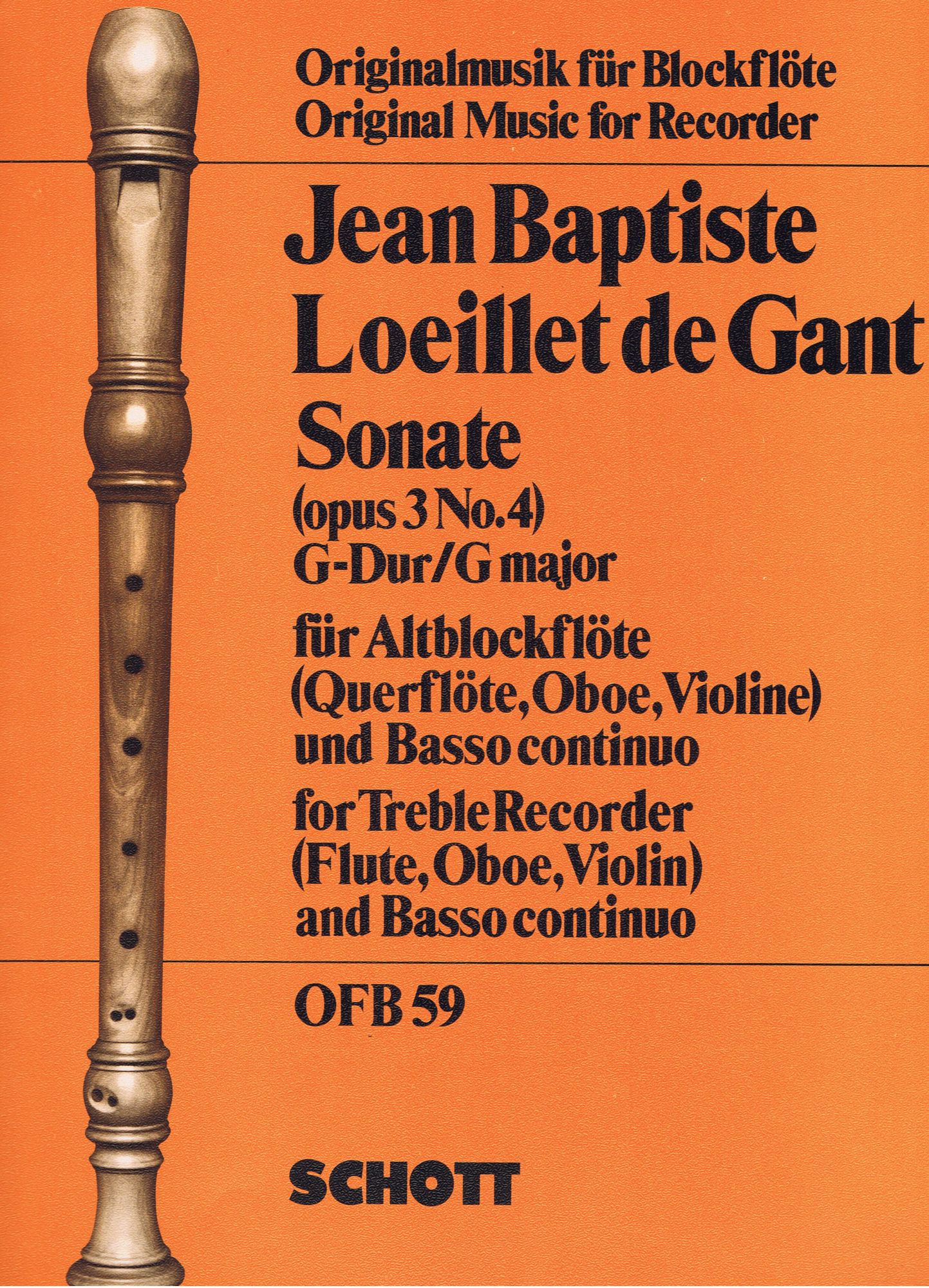 Cover: 9790001099479 | Sonate G Op.3/4 | Jean-Baptiste Loeillet | Buch | 1986 | Schott Music