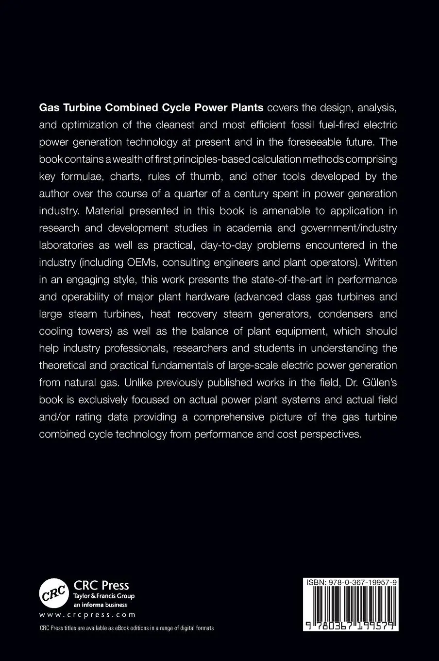Rückseite: 9780367199579 | Gas Turbine Combined Cycle Power Plants | S Can Gülen | Buch | 2019