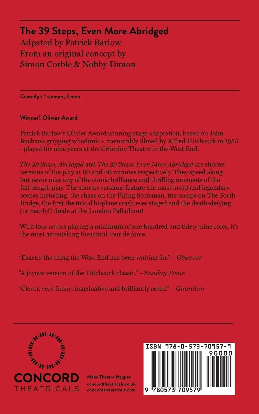 Rückseite: 9780573709579 | The 39 Steps, Even More Abridged | Patrick Barlow (u. a.) | Buch