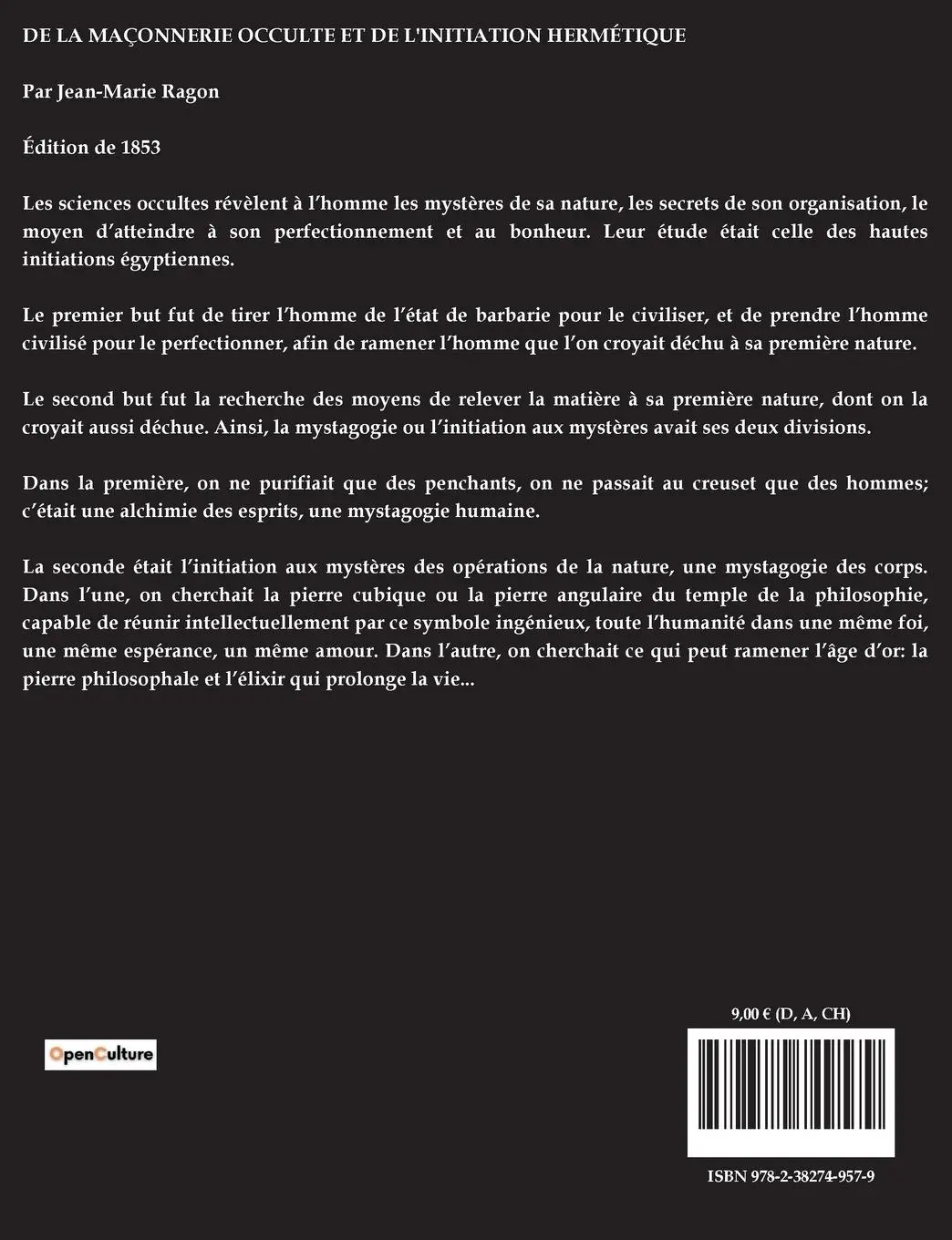 Rückseite: 9782382749579 | De la maçonnerie occulte et de l'initiation hermétique | Ragon | Buch