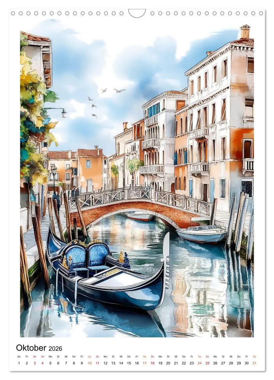 Bild: 9783457299579 | Venedig - Brücken, Kanäle, Gondeln (Wandkalender 2026 DIN A3 hoch),...