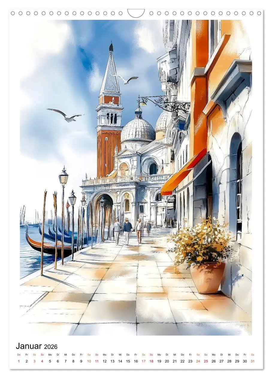 Bild: 9783457299579 | Venedig - Brücken, Kanäle, Gondeln (Wandkalender 2026 DIN A3 hoch),...