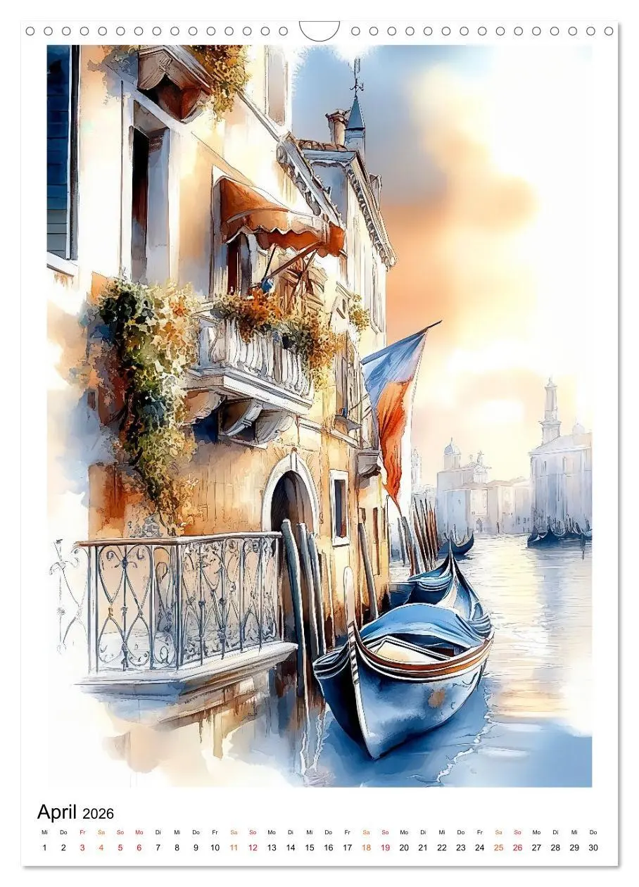 Bild: 9783457299579 | Venedig - Brücken, Kanäle, Gondeln (Wandkalender 2026 DIN A3 hoch),...