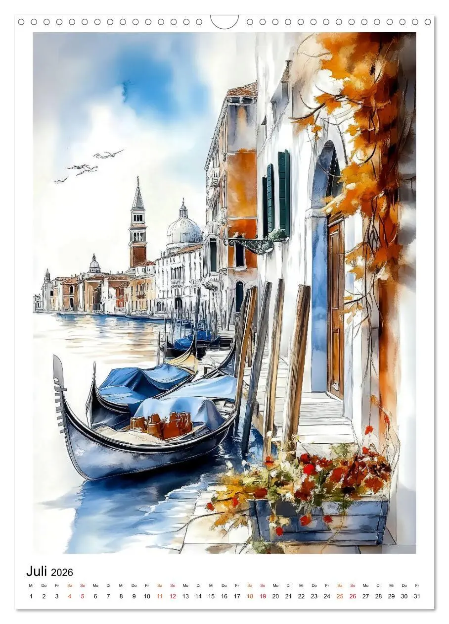 Bild: 9783457299579 | Venedig - Brücken, Kanäle, Gondeln (Wandkalender 2026 DIN A3 hoch),...