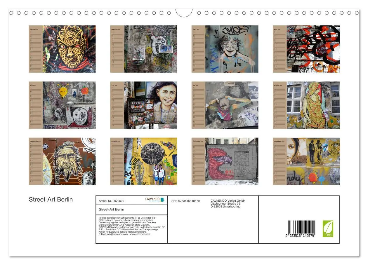 Bild: 9783516149579 | Street-Art Berlin (Wandkalender 2026 DIN A3 quer), CALVENDO...