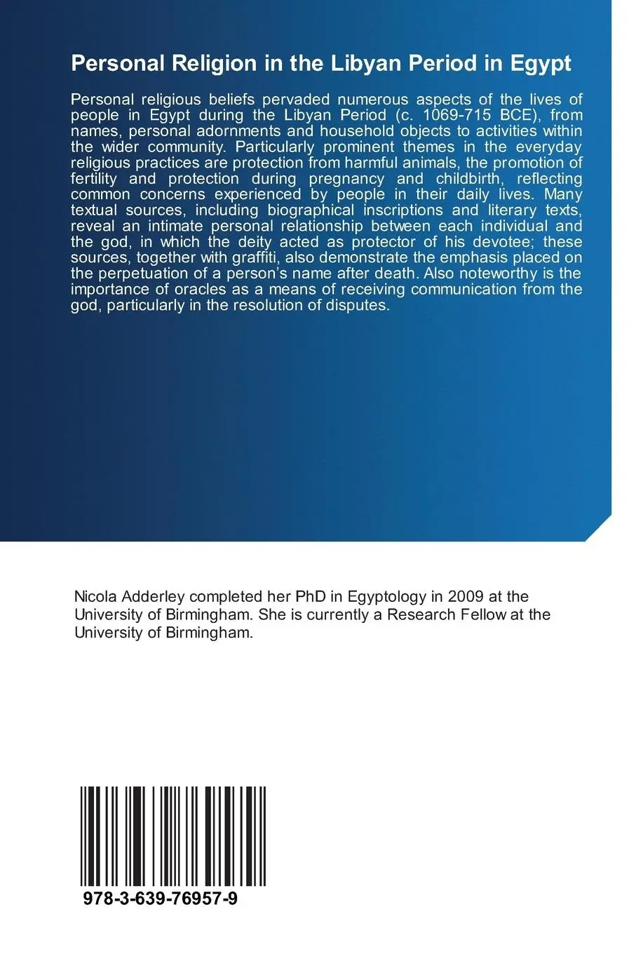 Rückseite: 9783639769579 | Personal Religion in the Libyan Period in Egypt | Nicola J. Adderley