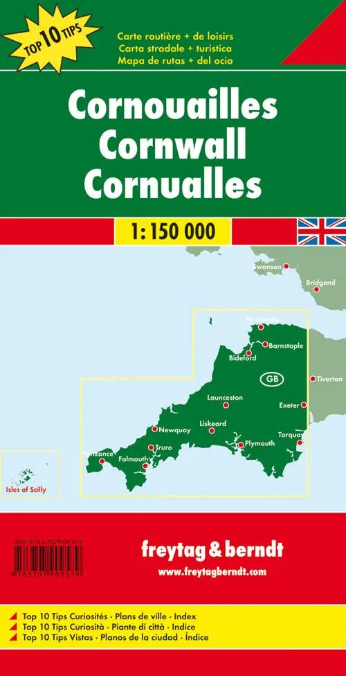 Rückseite: 9783707909579 | Cornwall 1 : 150 000. Autokarte | (Land-)Karte | Deutsch | 2018
