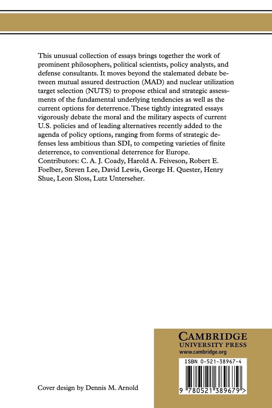 Rückseite: 9780521389679 | Nuclear Deterrence and Moral Restraint | Henry Shue (u. a.) | Buch