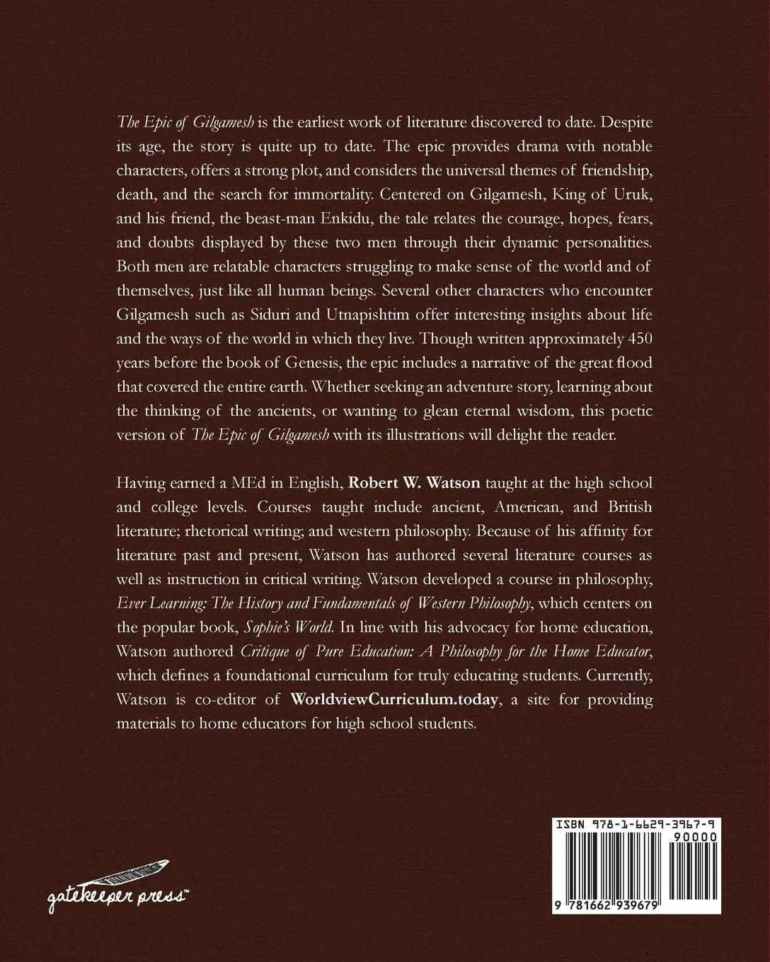 Rückseite: 9781662939679 | The Epic of Gilgamesh | A Poetic Version | Robert W. Watson | Buch