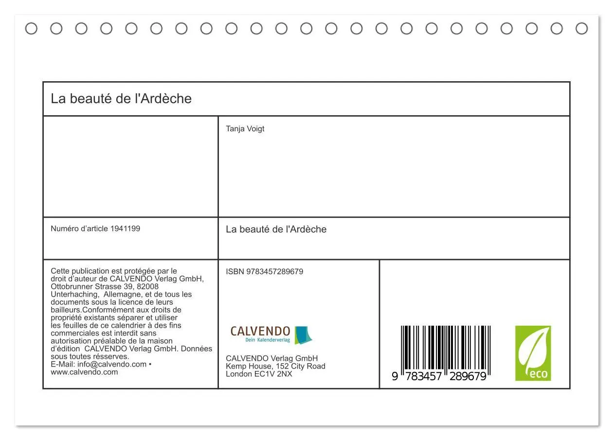 Bild: 9783457289679 | La beauté de l'Ardèche (Calendrier de bureau 2026 DIN A5 vertical),...