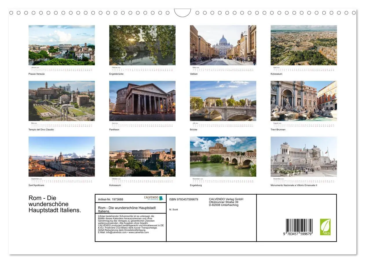 Bild: 9783457599679 | Rom - Die wunderschöne Hauptstadt Italiens. (Wandkalender 2026 DIN...