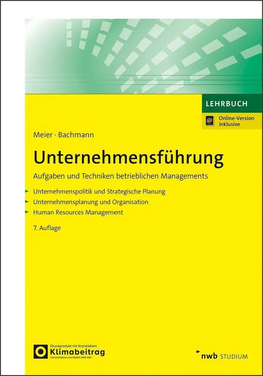 Cover: 9783482489679 | Unternehmensführung | Aufgaben und Techniken betrieblichen Managements
