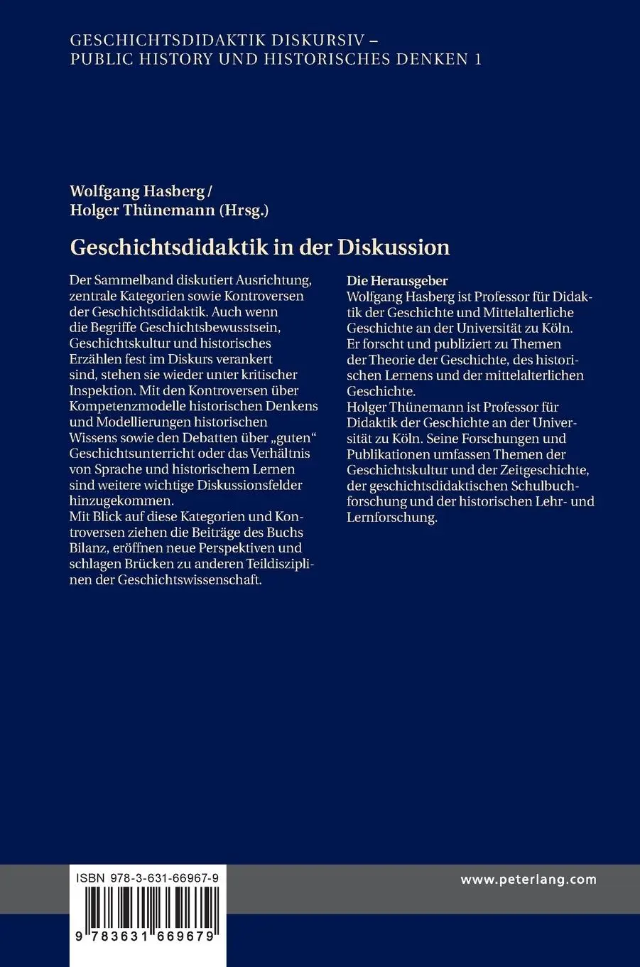 Rückseite: 9783631669679 | Geschichtsdidaktik in der Diskussion | Grundlagen und Perspektiven