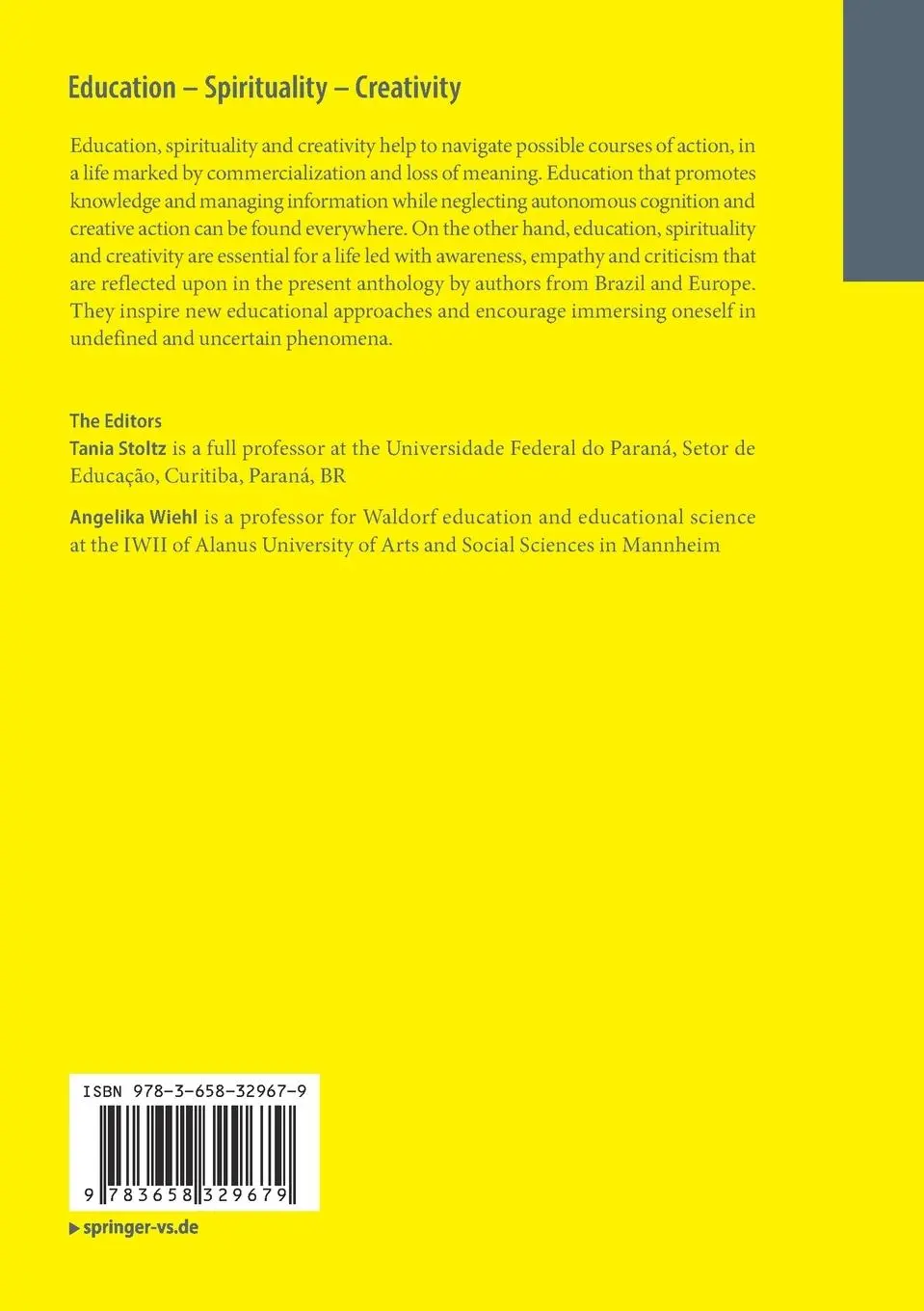 Rückseite: 9783658329679 | Education ¿ Spirituality ¿ Creativity | Angelika Wiehl (u. a.) | Buch