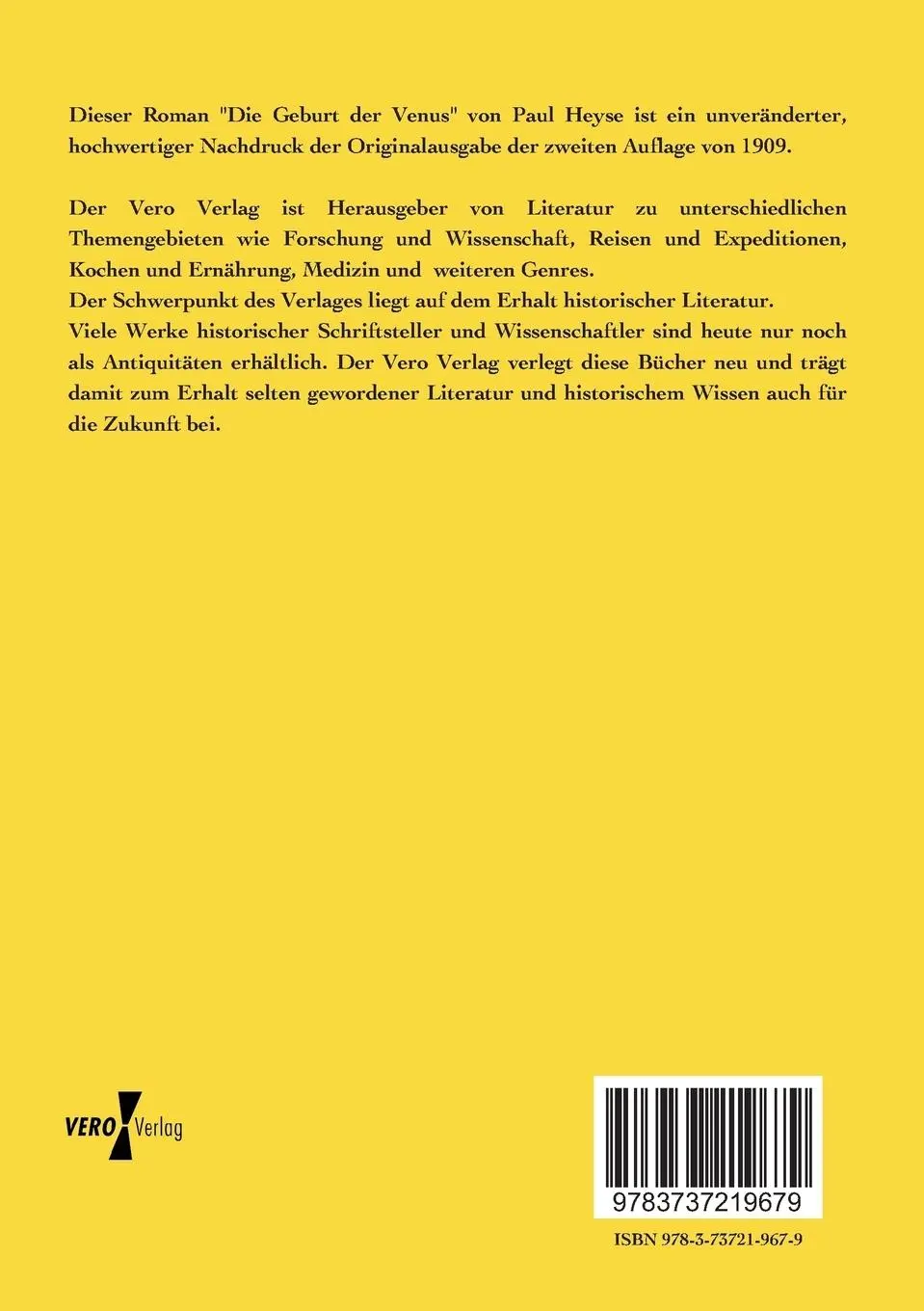 Rückseite: 9783737219679 | Die Geburt der Venus | Paul Heyse | Taschenbuch | Paperback | 340 S.