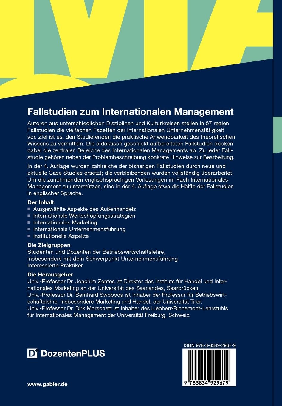 Rückseite: 9783834929679 | Fallstudien zum Internationalen Management | Joachim Zentes (u. a.)