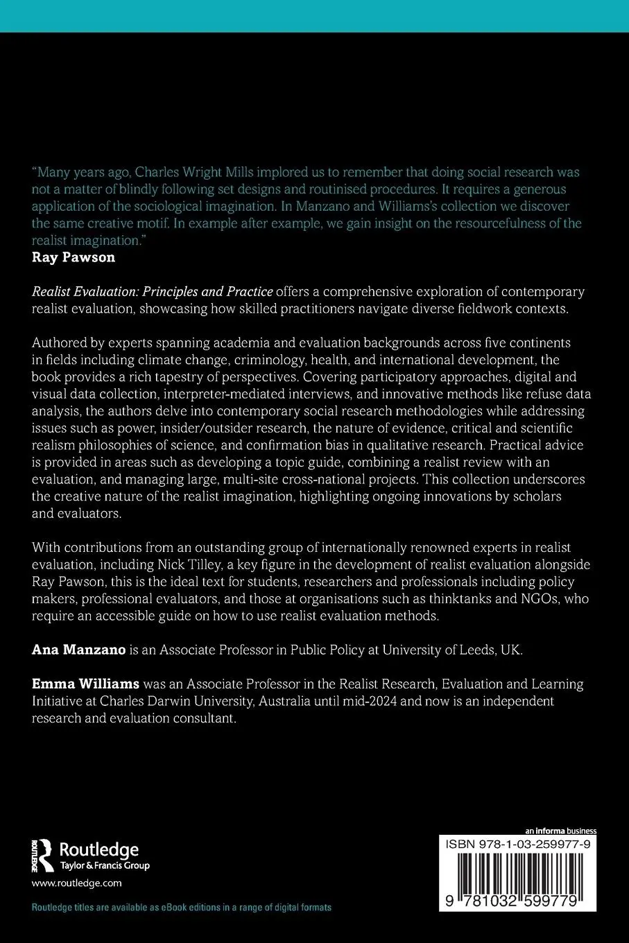 Rückseite: 9781032599779 | Realist Evaluation | Principles and Practice | Ana Manzano (u. a.)