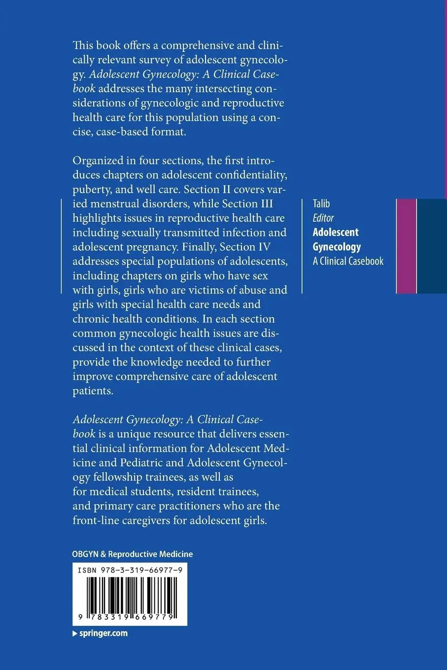 Rückseite: 9783319669779 | Adolescent Gynecology | A Clinical Casebook | Hina J. Talib | Buch