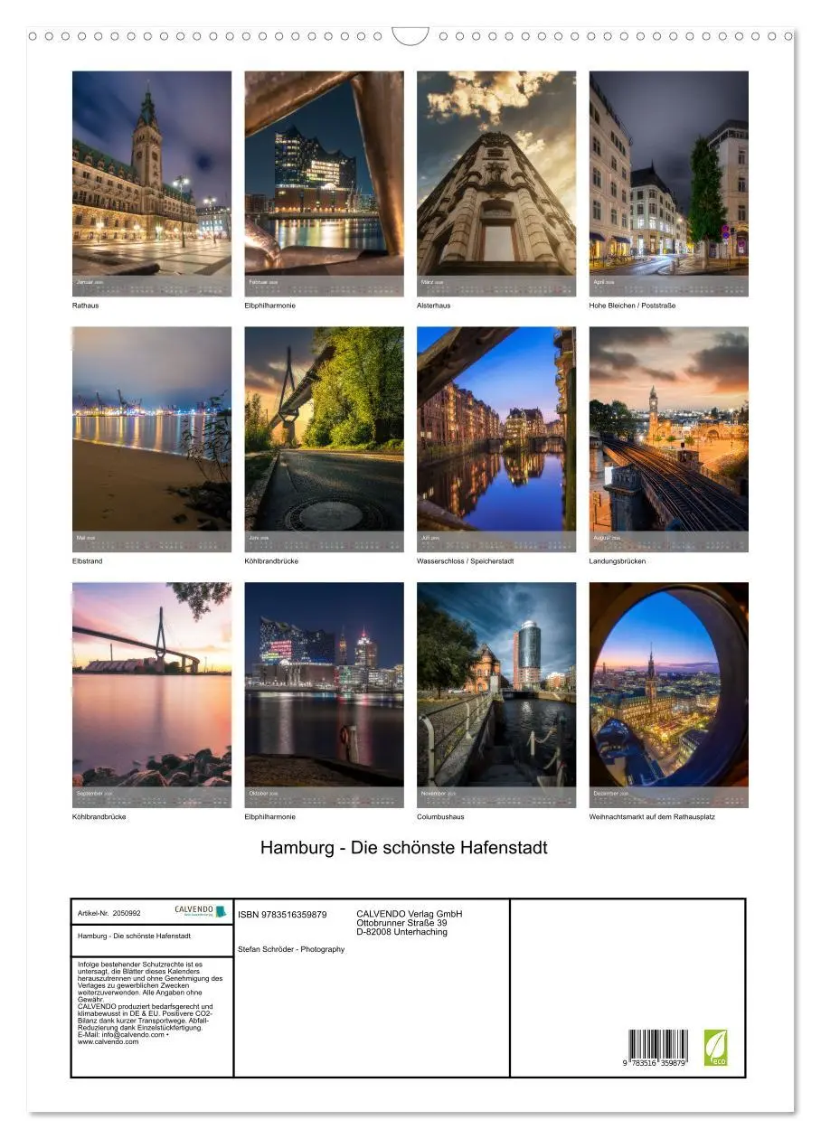 Bild: 9783516359879 | Hamburg - Die schönste Hafenstadt (Wandkalender 2026 DIN A2 hoch),...