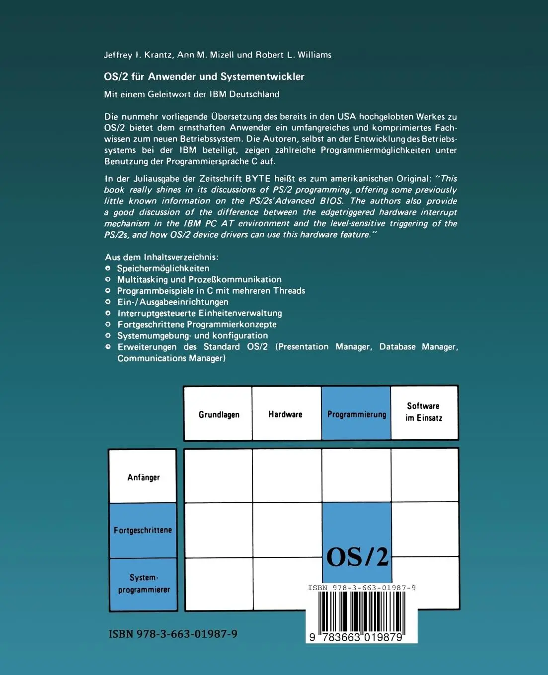 Rückseite: 9783663019879 | OS/2 für Anwender und Systementwickler | Jeffrey I. Krantz | Buch