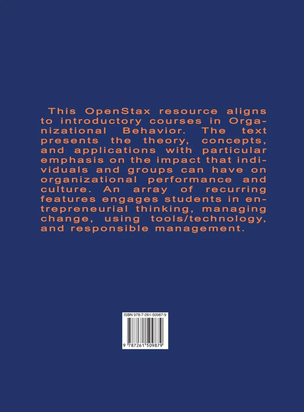 Rückseite: 9787261509879 | Organizational Behavior | Openstax | Buch | Gebunden | Englisch | 2022