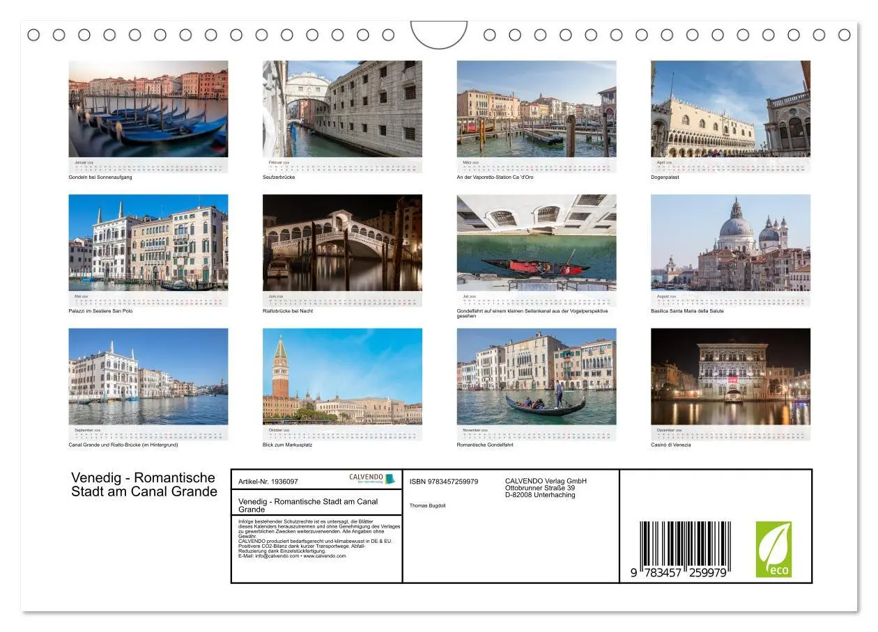 Bild: 9783457259979 | Venedig - Romantische Stadt am Canal Grande (Wandkalender 2026 DIN...