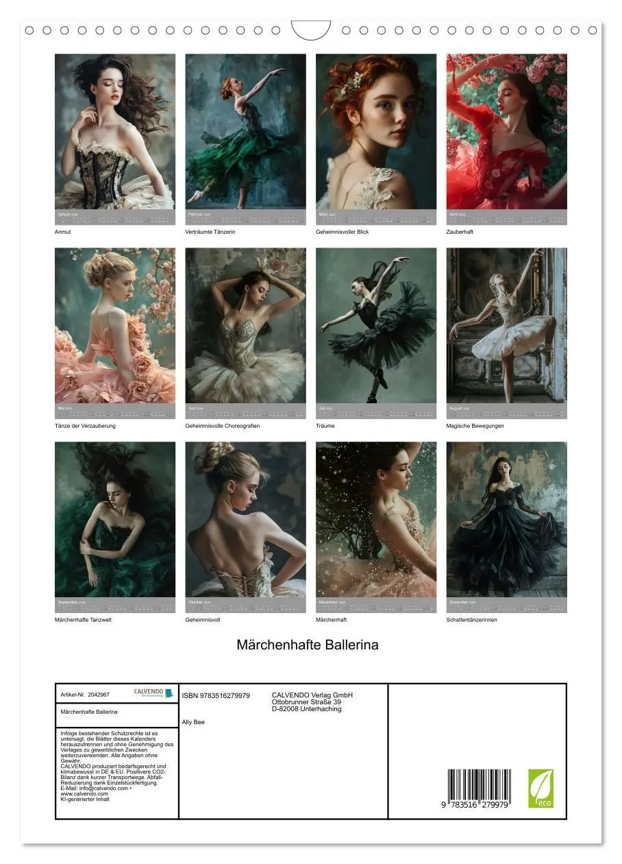 Bild: 9783516279979 | Märchenhafte Ballerina (Wandkalender 2026 DIN A3 hoch), CALVENDO...