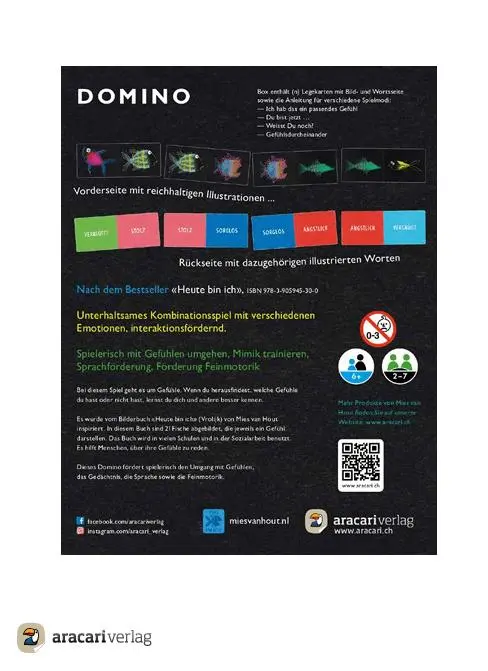 Rückseite: 7640163670080 | Heute bin ich - Domino | Mies Van Hout | Spiel | 42 S. | Deutsch