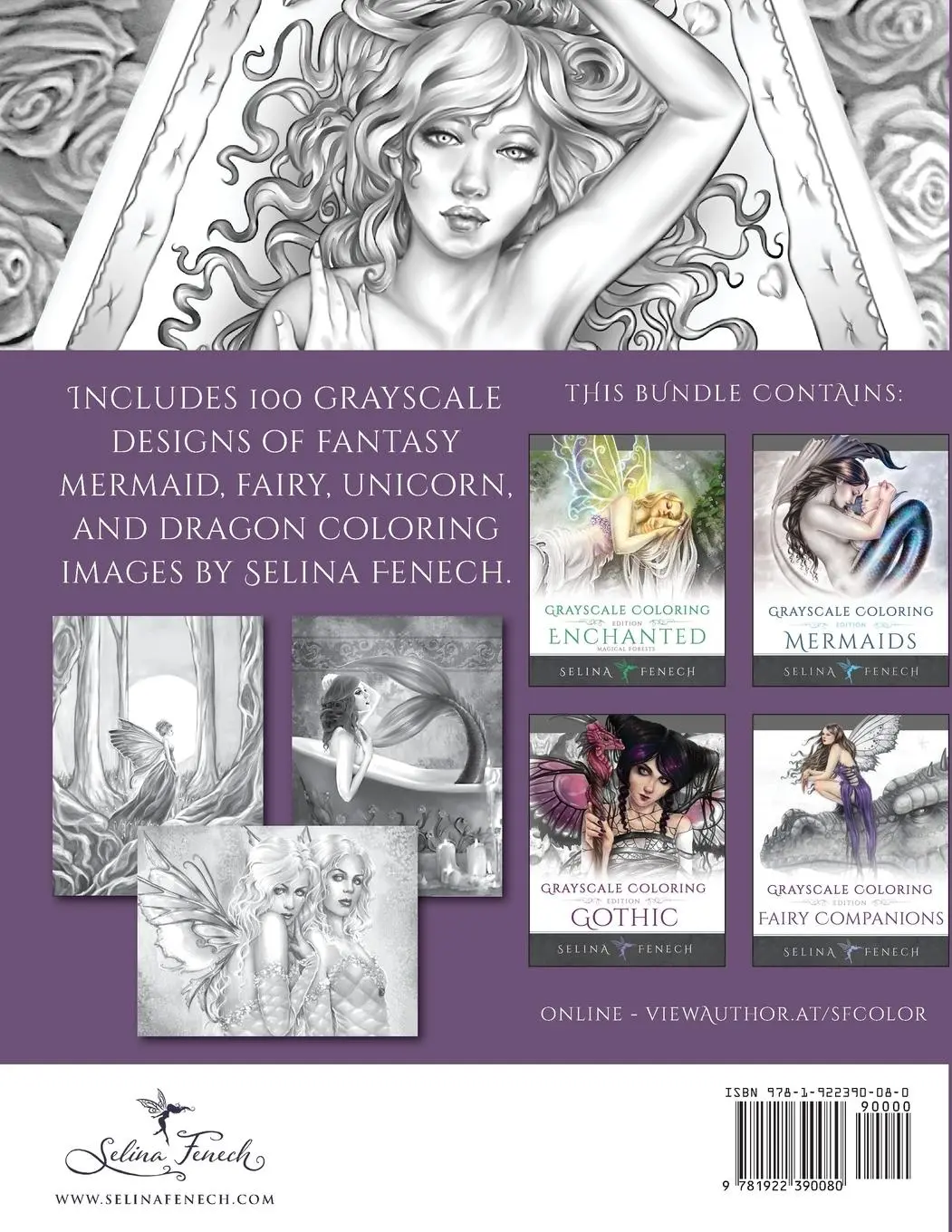 Rückseite: 9781922390080 | Grayscale Fantasy Coloring Collection | 100 Designs | Selina Fenech