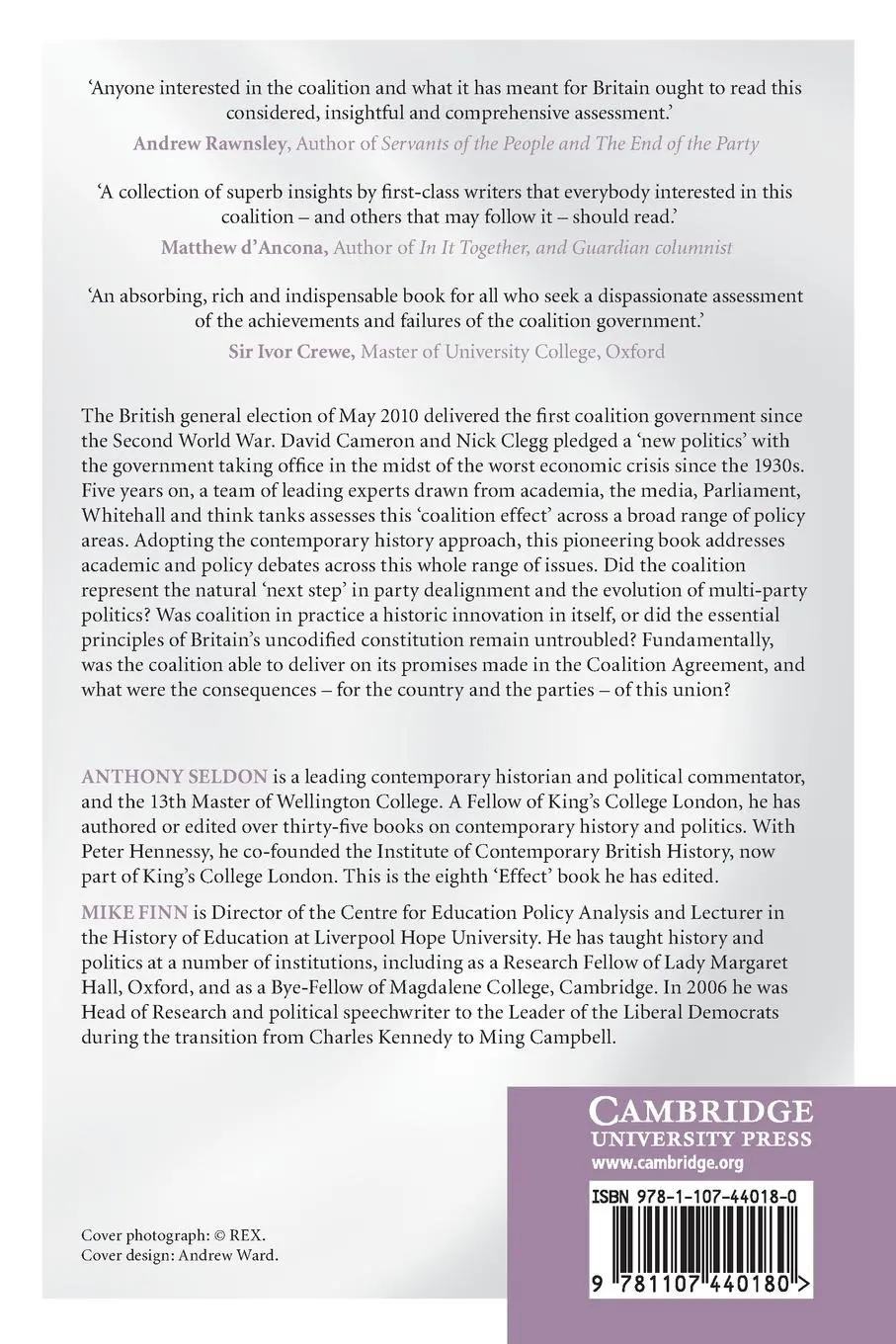 Rückseite: 9781107440180 | The Coalition Effect, 2010-2015 | Anthony Seldon (u. a.) | Taschenbuch