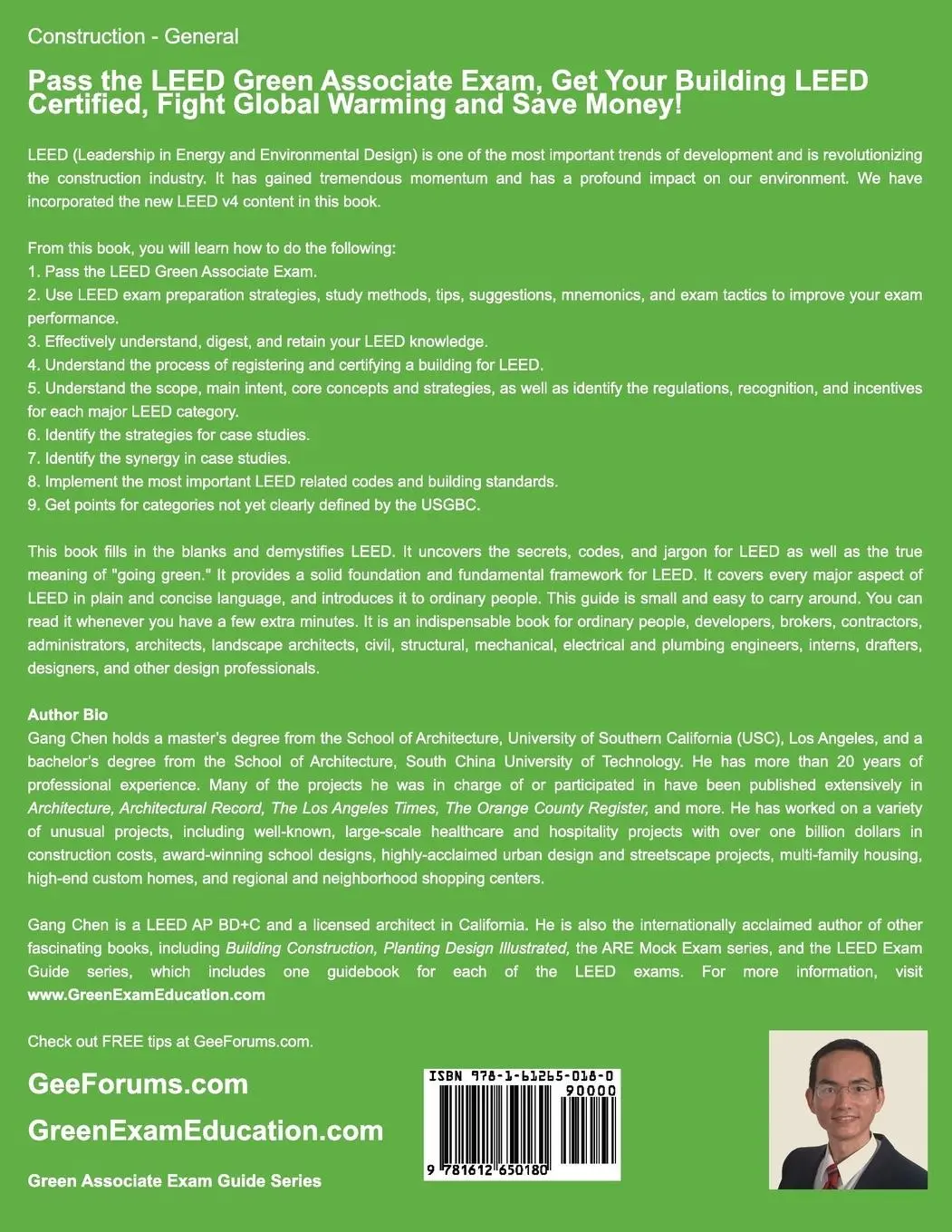 Rückseite: 9781612650180 | Leed V4 Green Associate Exam Guide (Leed Ga) | Gang Chen | Taschenbuch