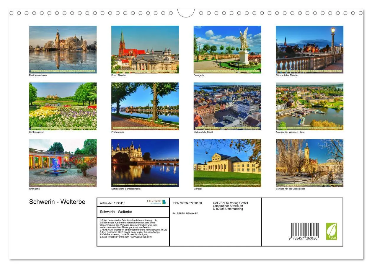 Bild: 9783457260180 | Schwerin - Welterbe (Wandkalender 2026 DIN A3 quer), CALVENDO...