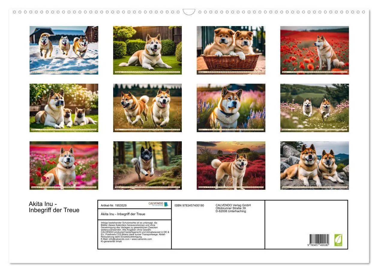 Bild: 9783457400180 | Akita Inu - Inbegriff der Treue (Wandkalender 2026 DIN A2 quer),...