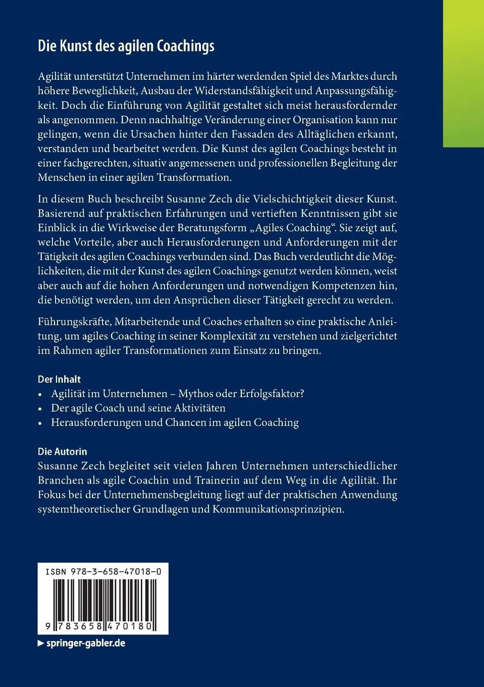 Rückseite: 9783658470180 | Die Kunst des agilen Coachings | Susanne Zech | Taschenbuch | xii