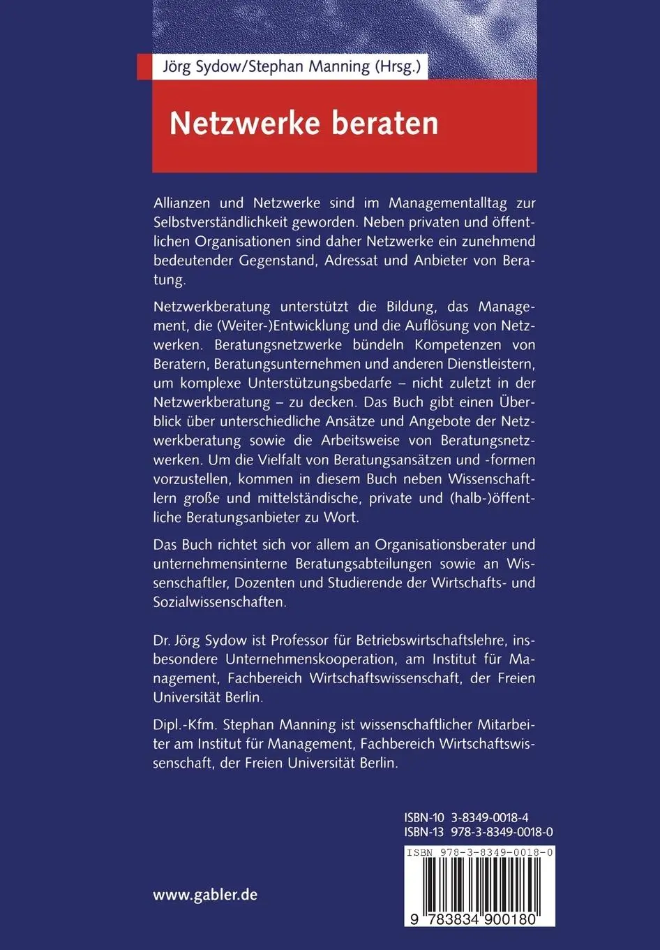 Rückseite: 9783834900180 | Netzwerke beraten | Über Netzwerkberatung und Beratungsnetzwerke