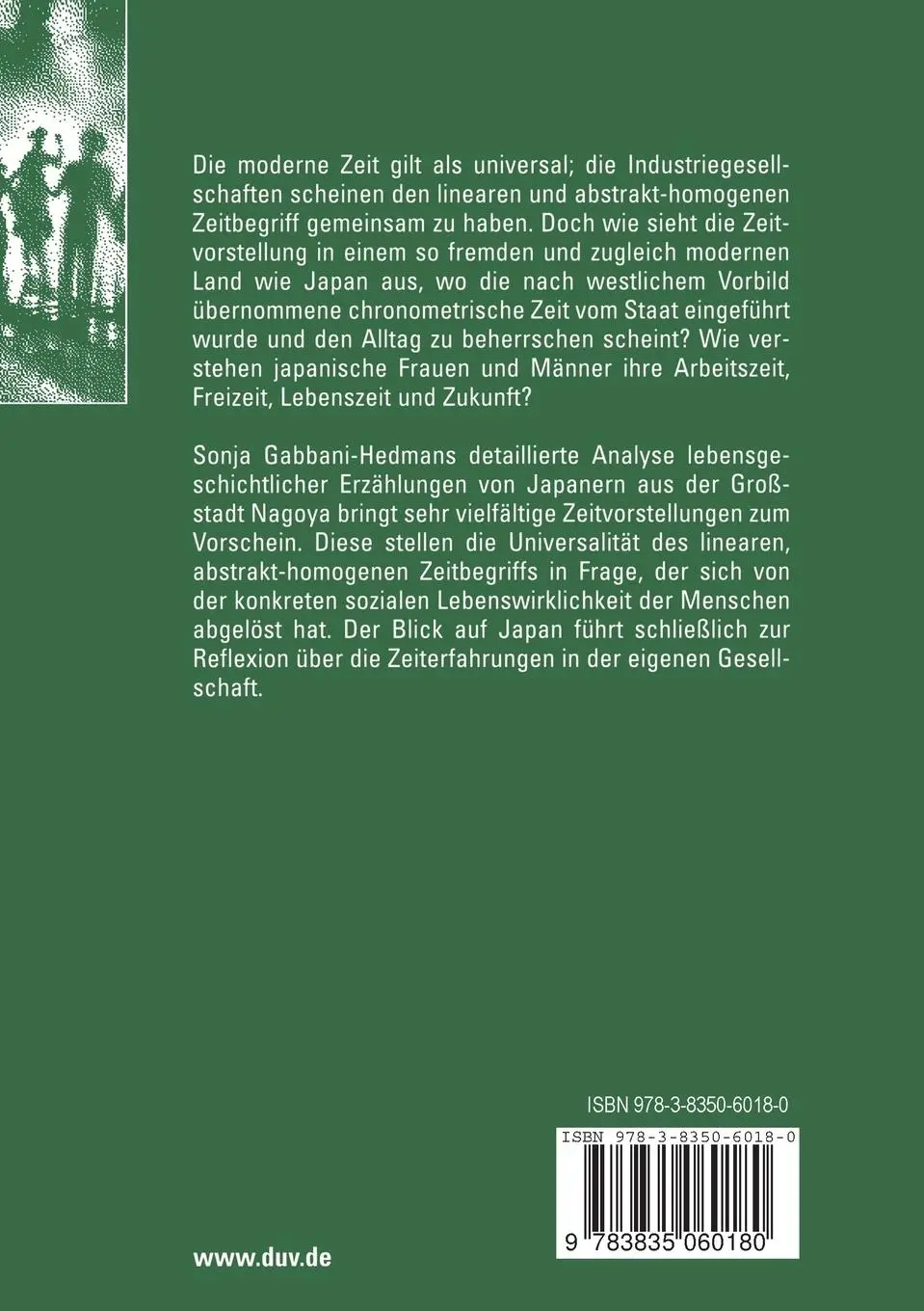 Rückseite: 9783835060180 | Zeitvorstellungen in Japan | Sonja Gabbani-Hedman | Taschenbuch | xxi