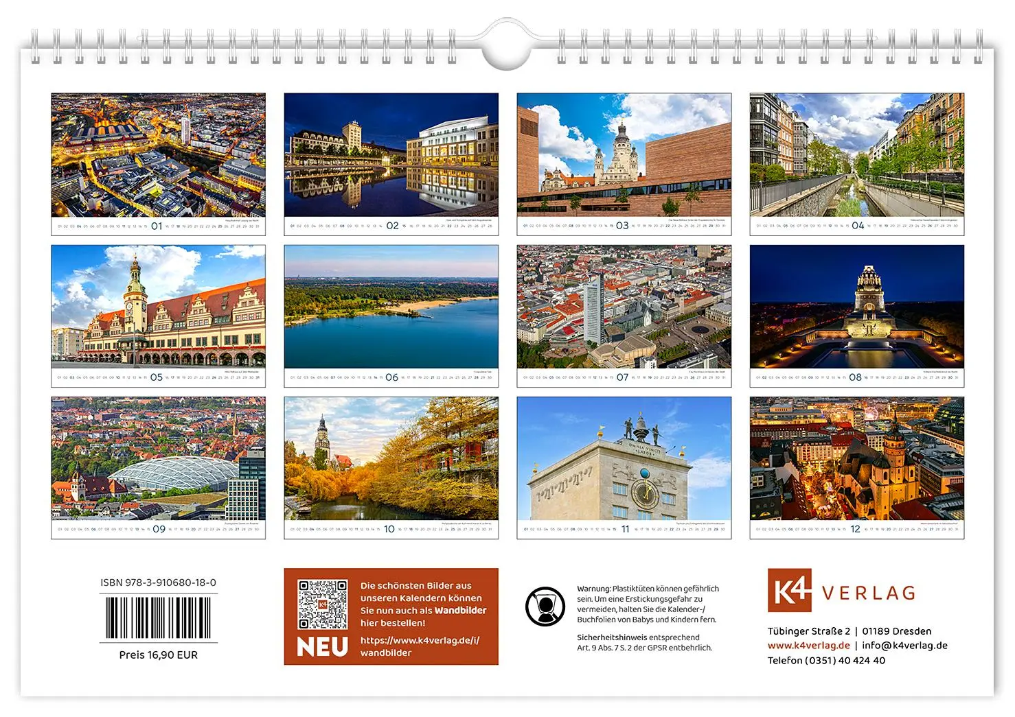 Bild: 9783910680180 | Kalender Leipzig 2026 | 30 x 20 cm weißes Kalendarium | Peter Schubert