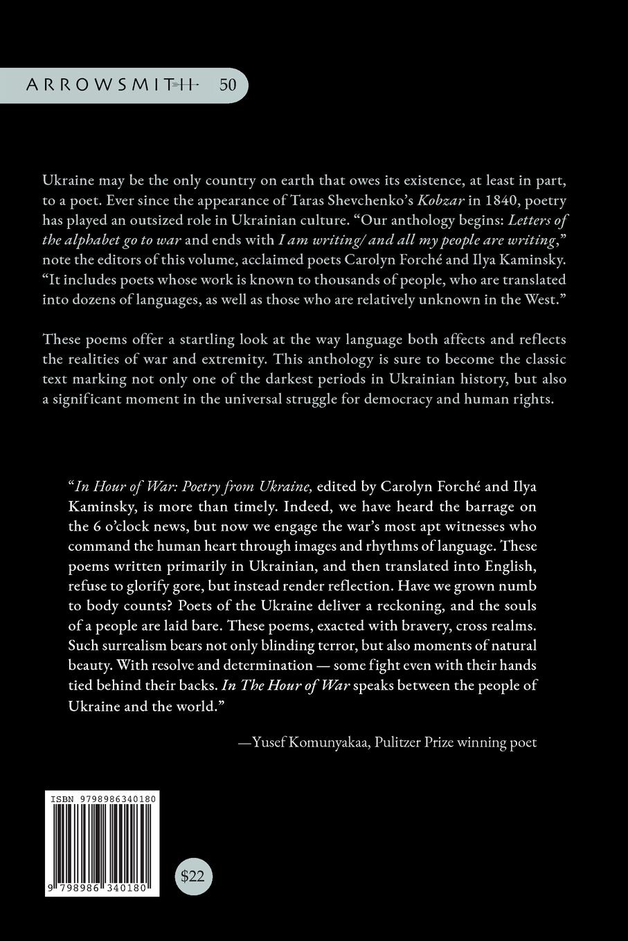 Rückseite: 9798986340180 | In the Hour of War | Poetry from Ukraine | Carolyn Forché (u. a.)