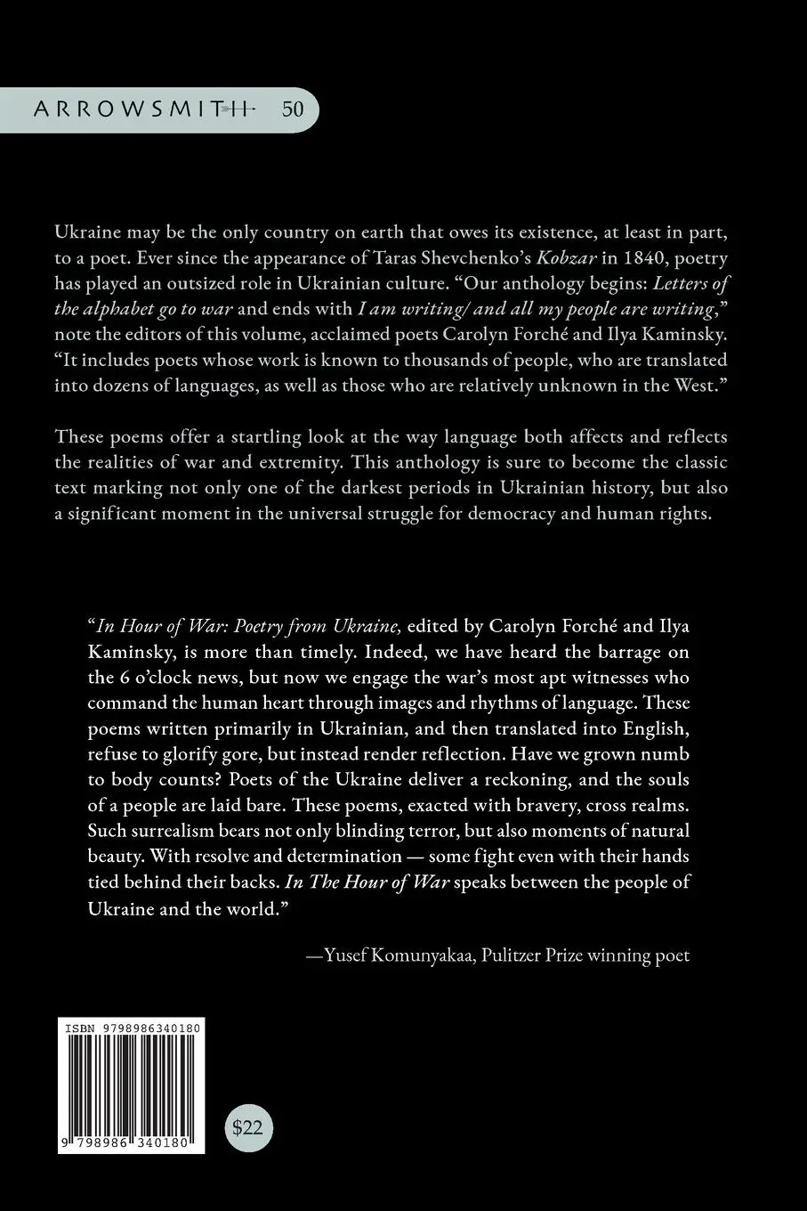 Rückseite: 9798986340180 | In the Hour of War | Poetry from Ukraine | Carolyn Forché (u. a.)