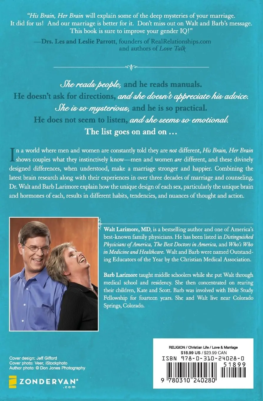 Rückseite: 9780310240280 | His Brain, Her Brain | Walt And Barb Larimore | Taschenbuch | Englisch