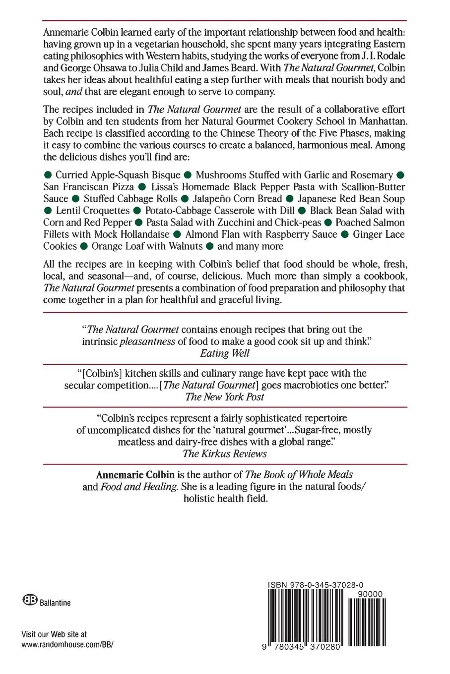 Rückseite: 9780345370280 | The Natural Gourmet | Annemarie Colbin | Taschenbuch | Englisch | 1991