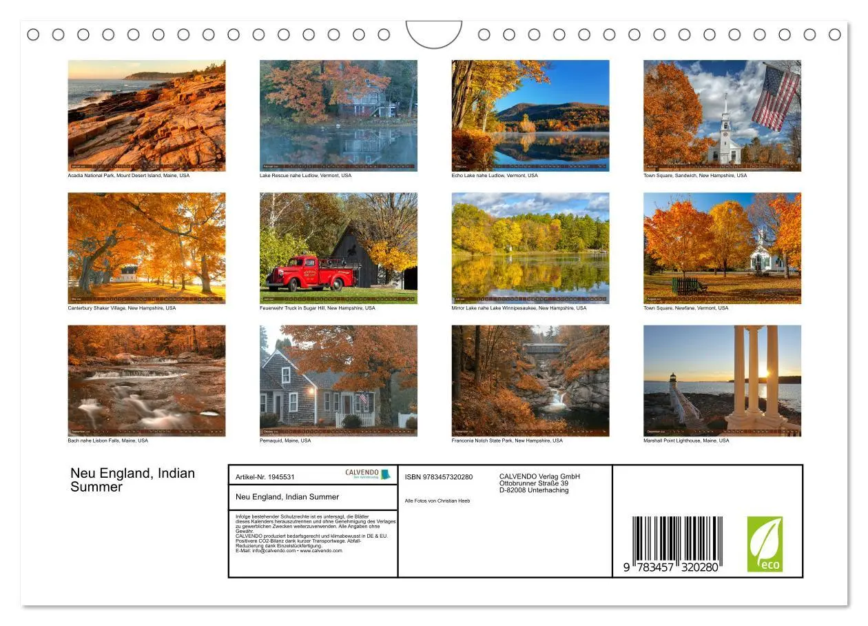 Bild: 9783457320280 | Neu England, Indian Summer (Wandkalender 2026 DIN A4 quer),...