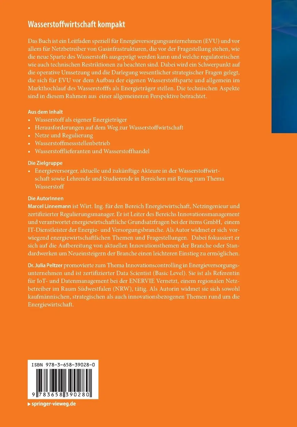 Rückseite: 9783658390280 | Wasserstoffwirtschaft kompakt | Julia Peltzer (u. a.) | Taschenbuch