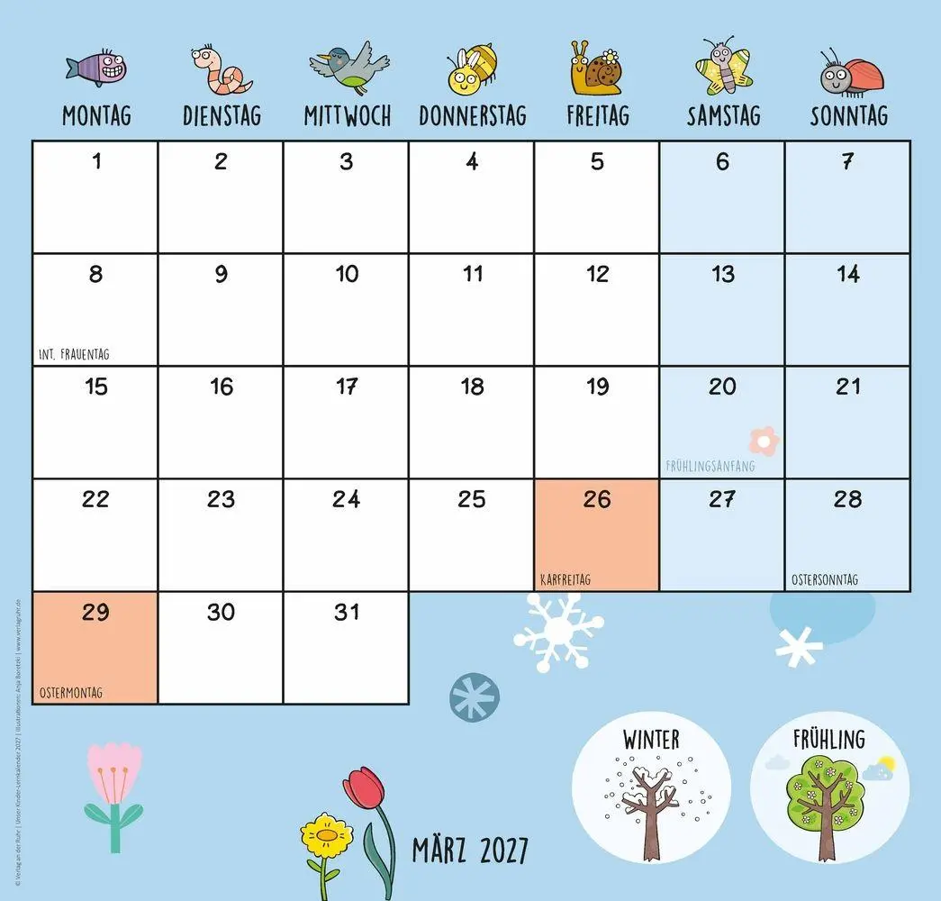 Bild: 9783834670380 | Unser Kinder-Lernkalender 2027 | Anja Boretzki | Kalender | 12 S.