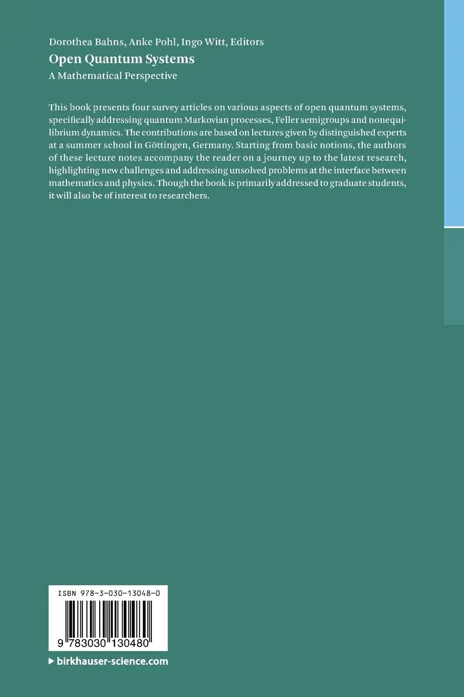 Rückseite: 9783030130480 | Open Quantum Systems | A Mathematical Perspective | Bahns (u. a.) | ix