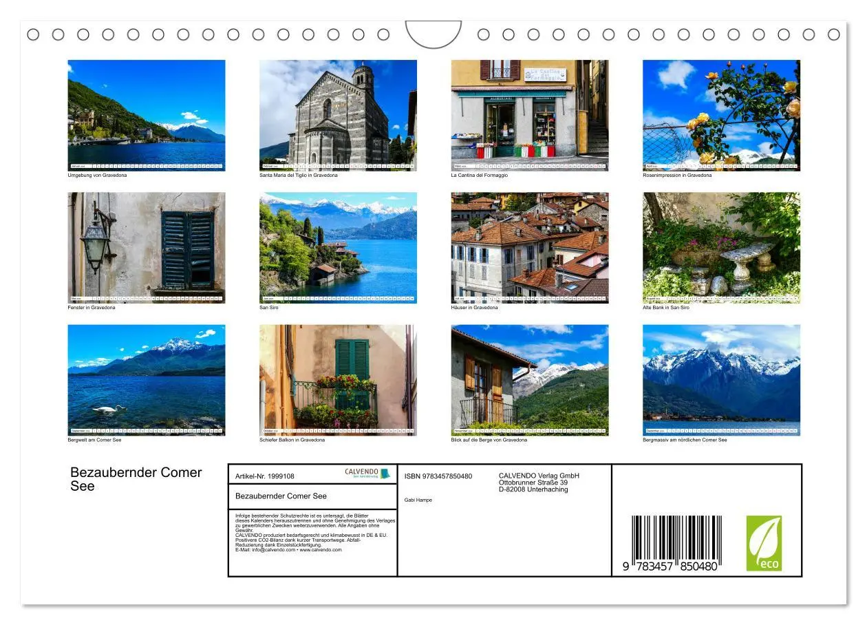 Bild: 9783457850480 | Bezaubernder Comer See (Wandkalender 2026 DIN A4 quer), CALVENDO...